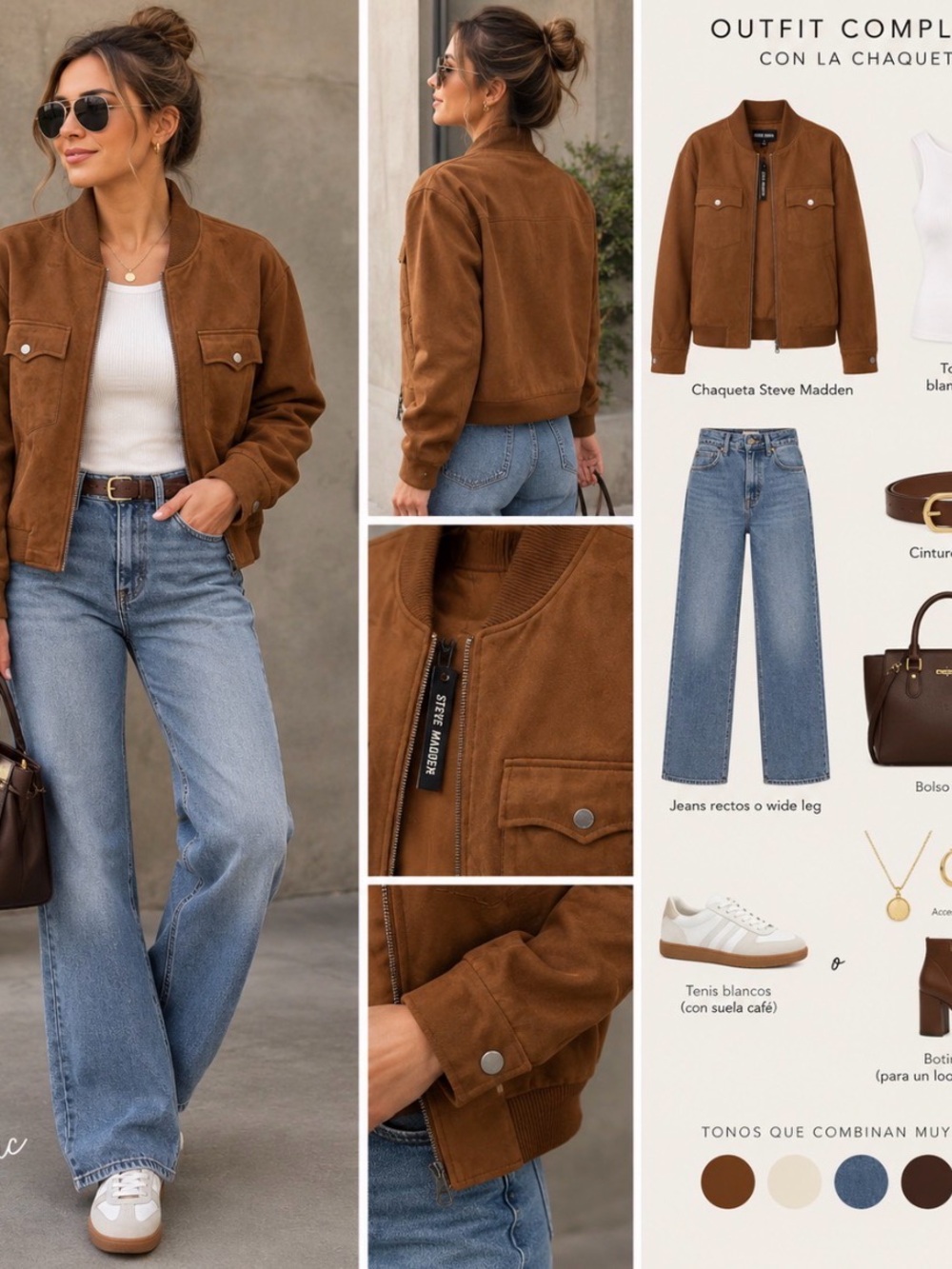 Steve Madden Brown Suede Bomber Jacket with Flap Pockets
